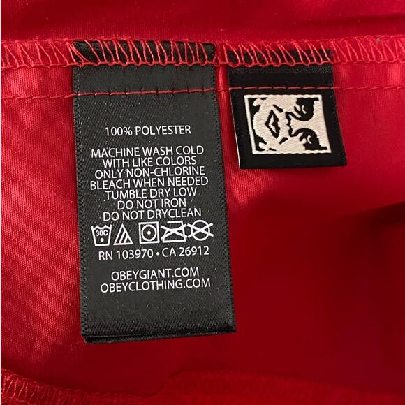 Women’s Obey Worldwide Cherry Windbreaker Full Zip Jacket Red Lightweight Coat - Picture 10 of 11